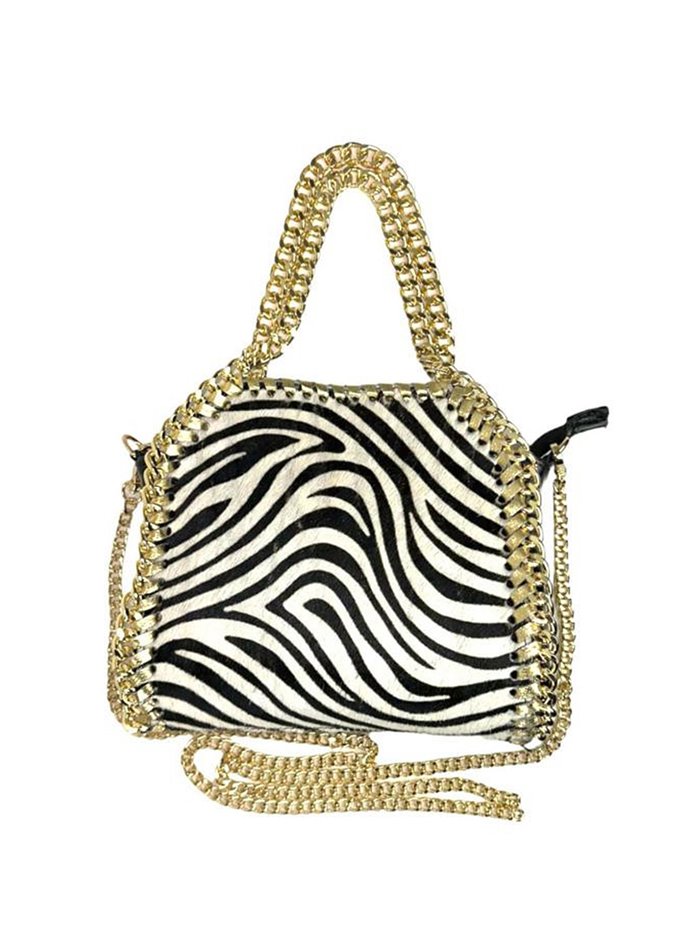 Mini citybag piel animal print cebra-blanco