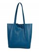 Minimal leather tote bag azul-petroleo