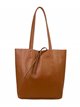 Minimal leather tote bag marron