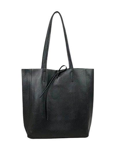 Minimal leather tote bag negro