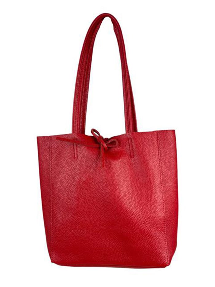 Minimal leather tote bag rojo