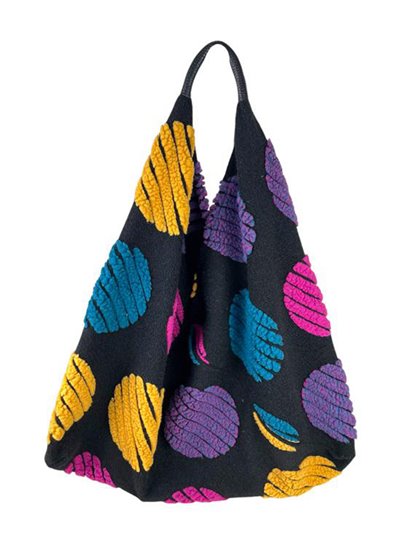 Printed knit tote bag circulo-multicolor