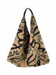 Printed knit tote bag rayas-marron