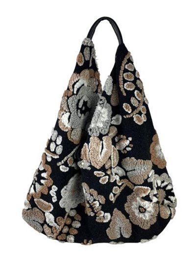 Printed knit tote bag negro-taupe