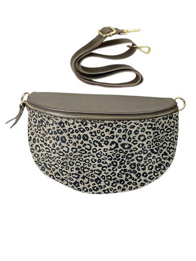 Leather animal print belt bag bronce-negro