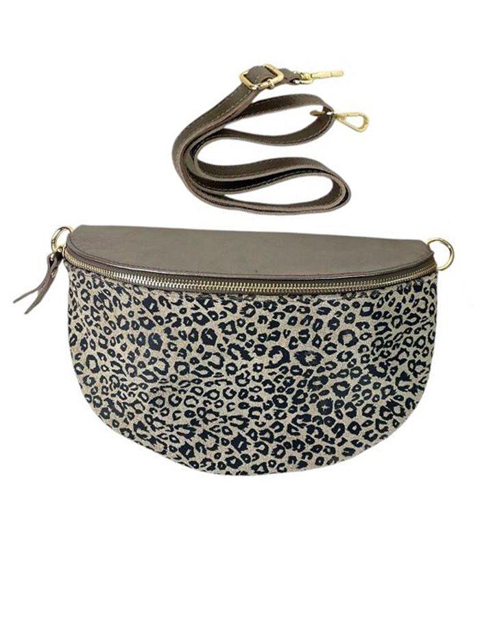 Riñonera piel animal print bronce-negro