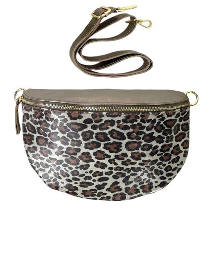 Leather animal print belt bag bronce-pintas