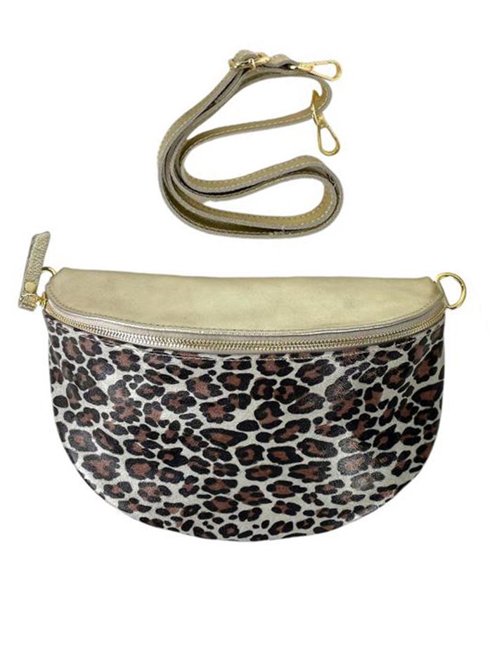 Riñonera piel animal print oro-pintas