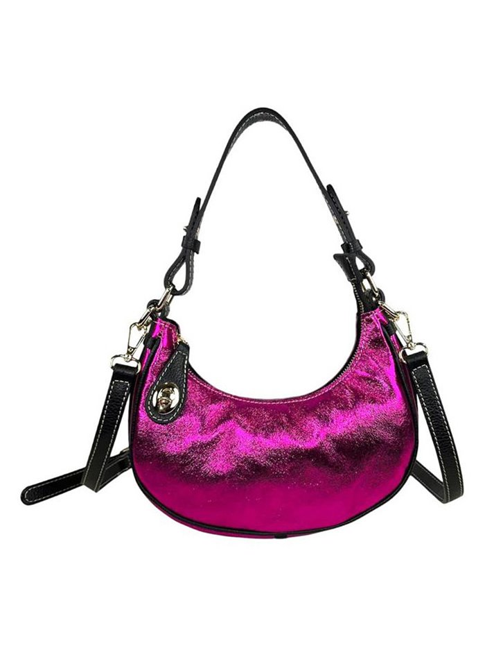 Half moon leather mini citybag fucsia