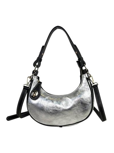 Half moon leather mini citybag plata