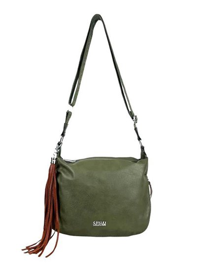 Crossbody bag with tassel verde