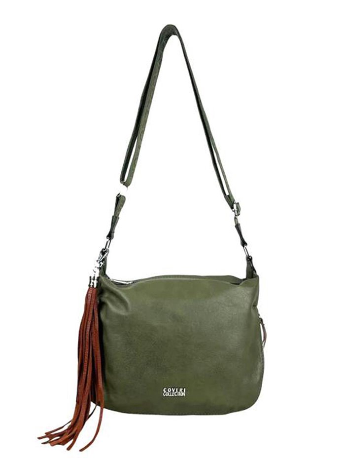 Crossbody bag with tassel verde