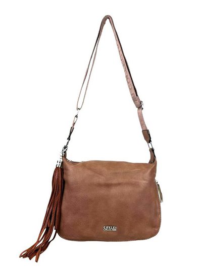 Crossbody bag with tassel rosa