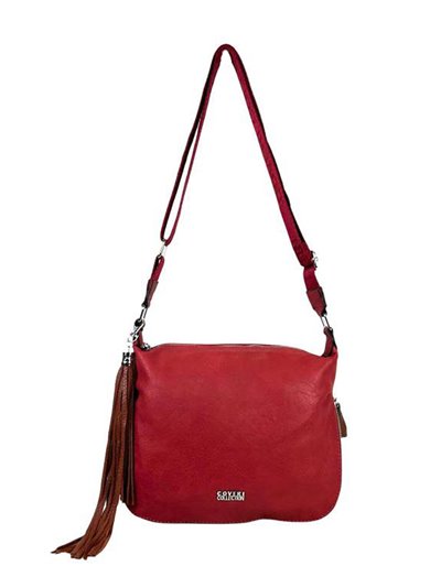 Crossbody bag with tassel rojo