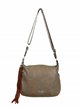 Crossbody bag with tassel taupe