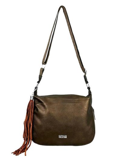 Crossbody bag with tassel café