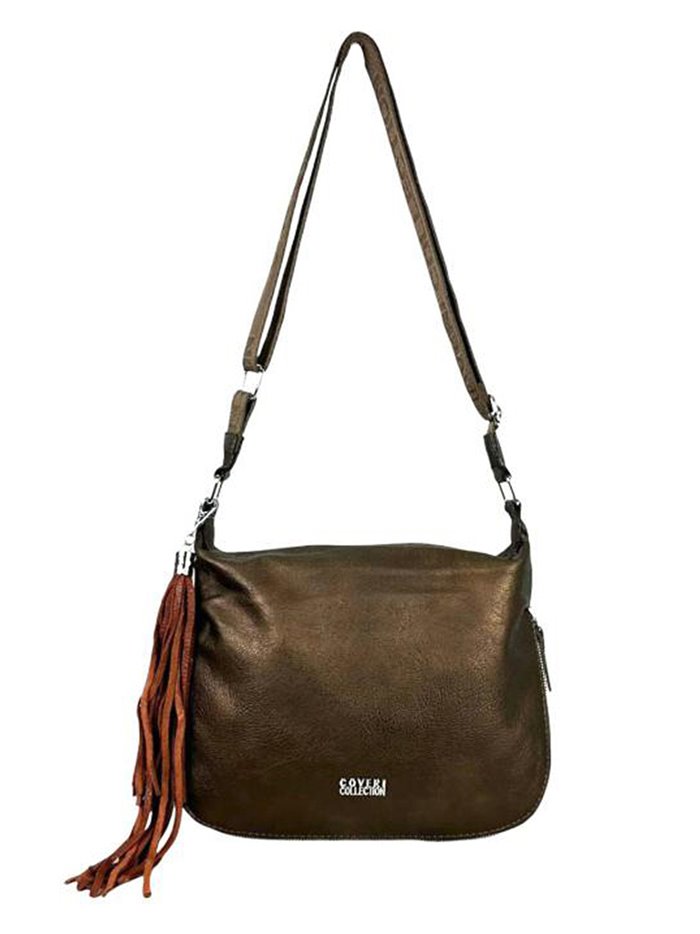 Crossbody bag with tassel café