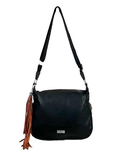 Crossbody bag with tassel negro