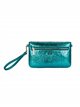 Faux leather metallic clutch