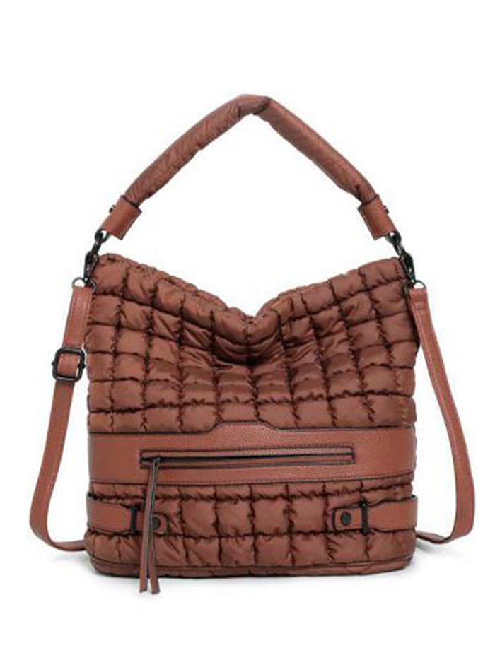 Nylon quilted bucket bag