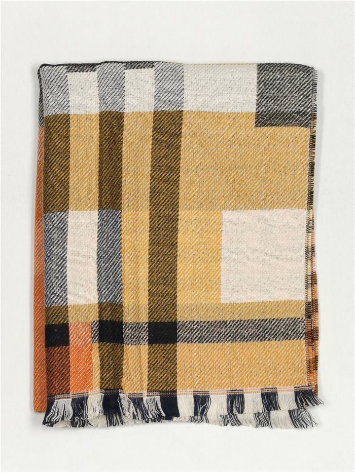 Reversible check scarf amarillo