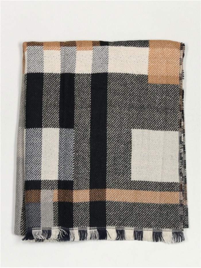 Reversible check scarf negro