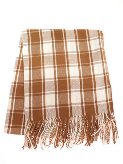 Check scarf with fringing marron