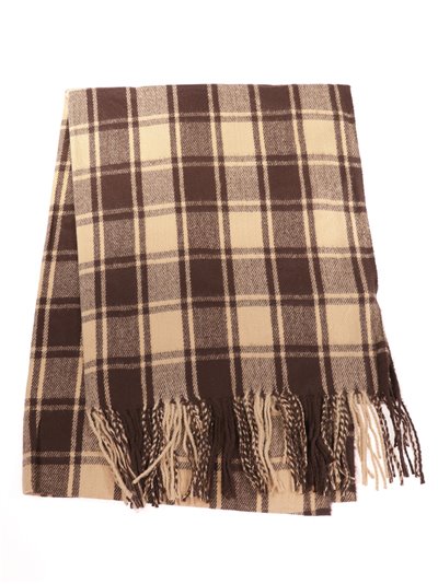 Check scarf with fringing coffee