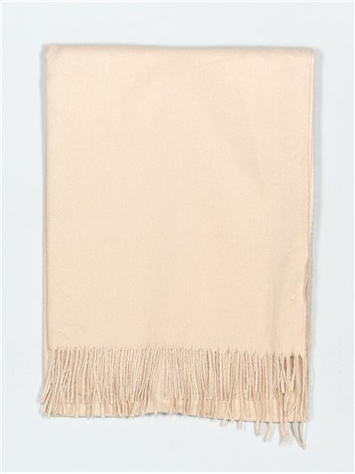 Soft-touch scarf with fringing beis