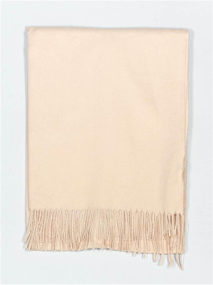 Soft-touch scarf with fringing beis