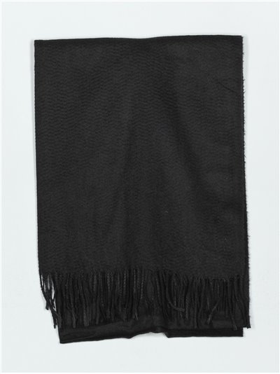 Soft-touch scarf with fringing negro