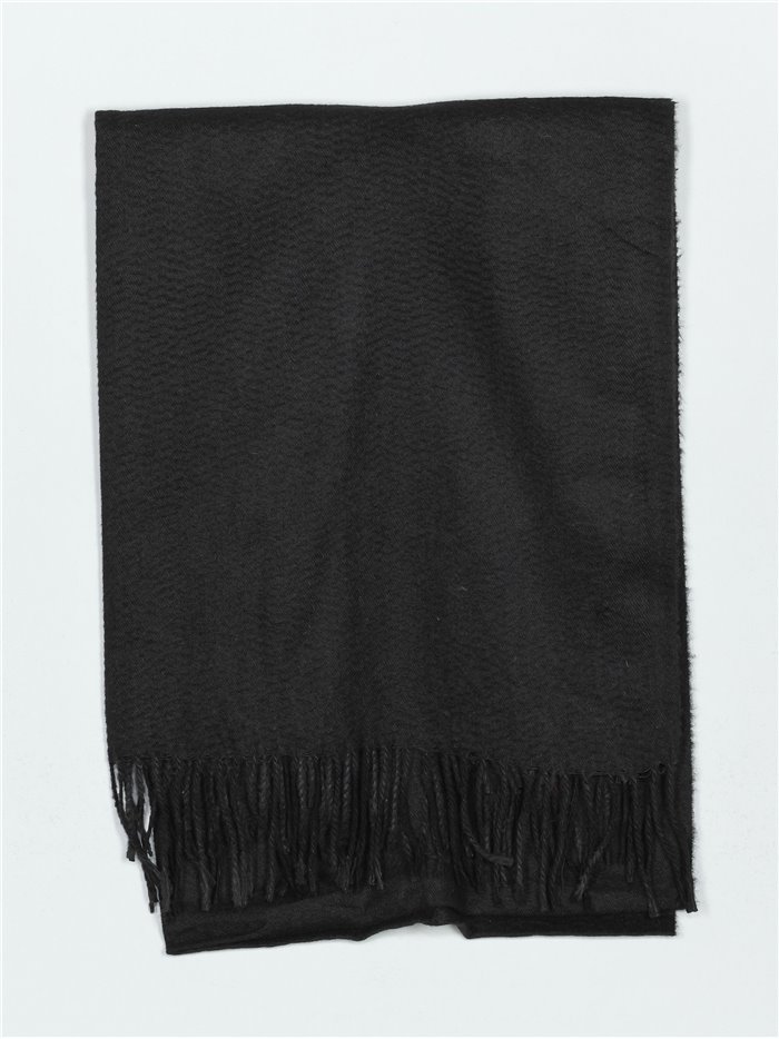 Soft-touch scarf with fringing negro