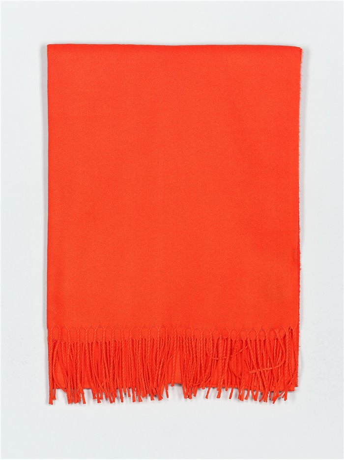 Soft-touch scarf with fringing naranja