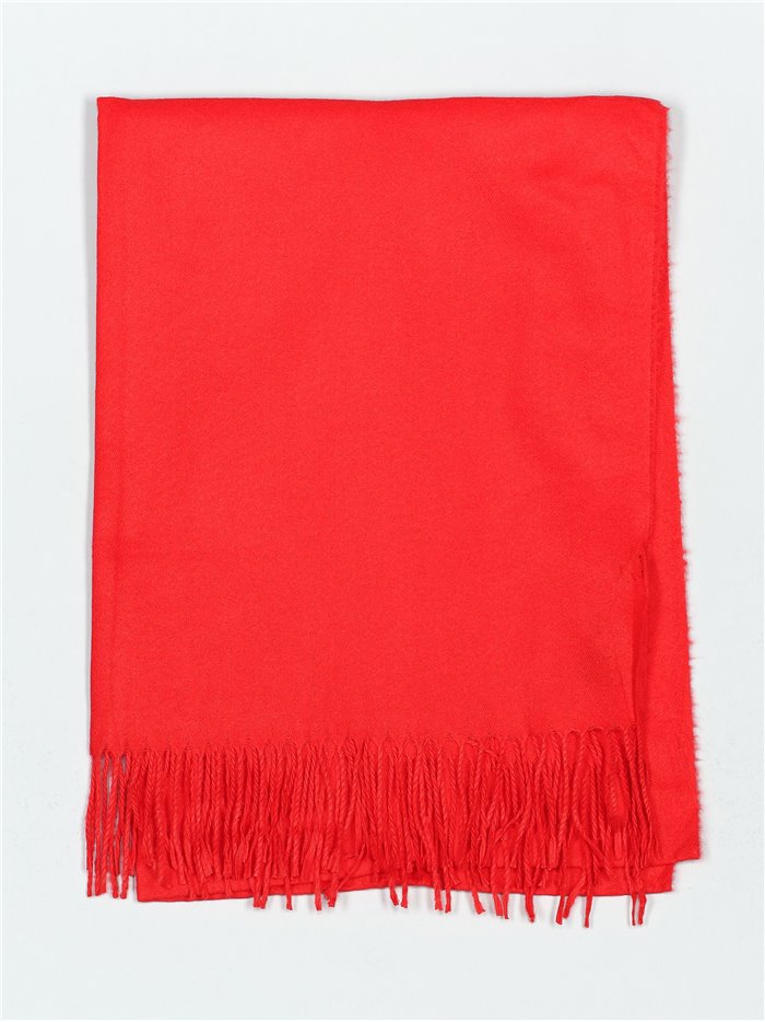 Soft-touch scarf with fringing rojo