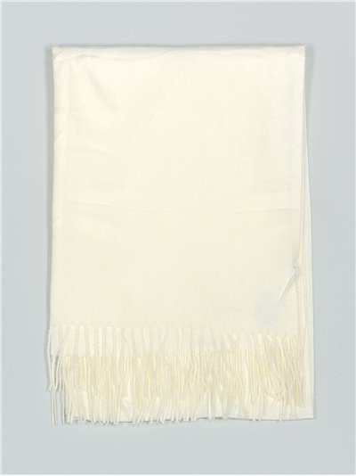 Soft-touch scarf with fringing blanco