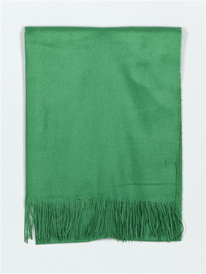 Soft-touch scarf with fringing verde-hierba