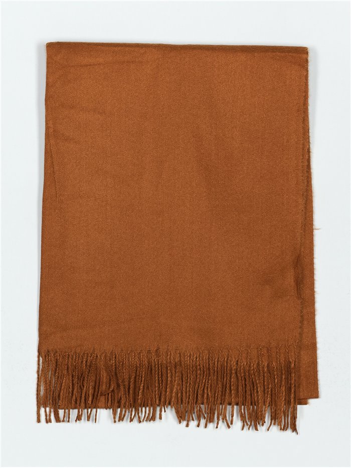 Soft-touch scarf with fringing marron