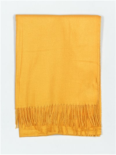 Soft-touch scarf with fringing mostaza