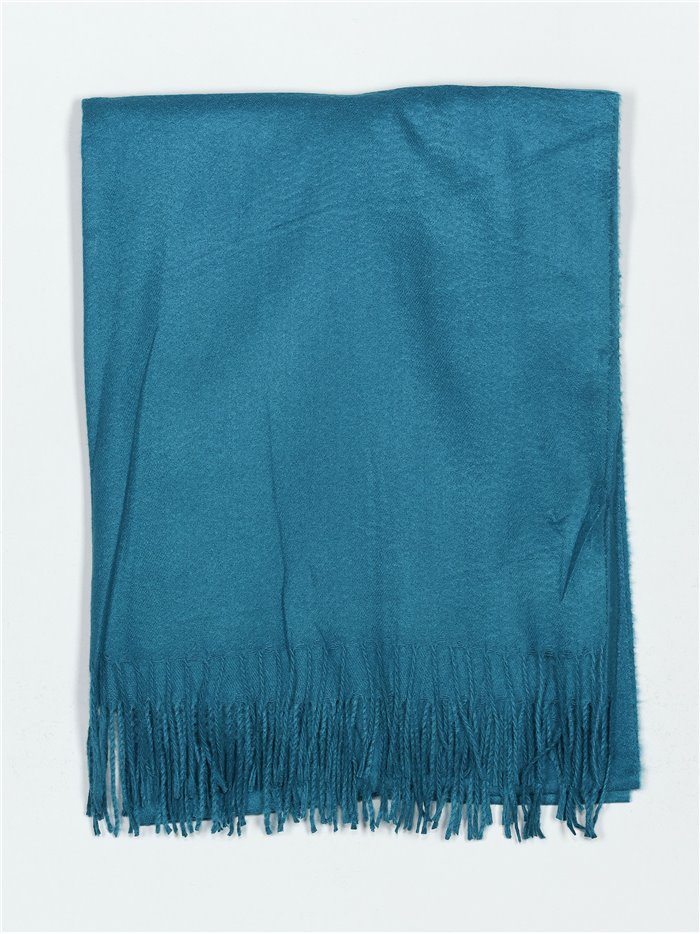 Soft-touch scarf with fringing teal