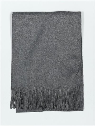 Soft-touch scarf with fringing gris-oscuro