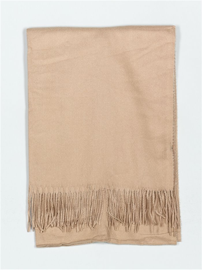 Soft-touch scarf with fringing taupe