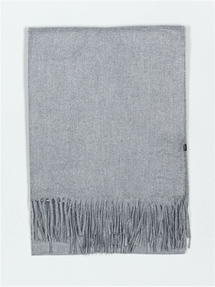 Soft-touch scarf with fringing gris-claro