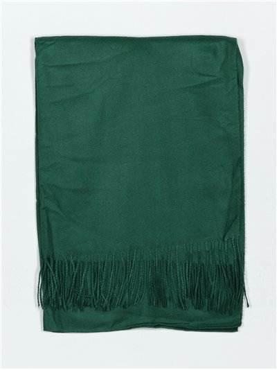 Soft-touch scarf with fringing verde-botella