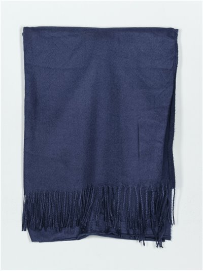 Soft-touch scarf with fringing marino