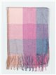 Check scarf with fringing fucsia