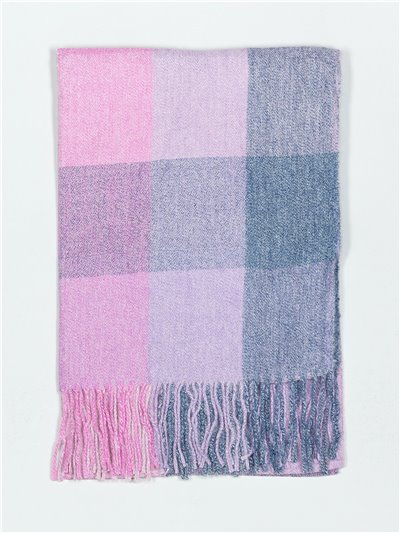 Check scarf with fringing lila