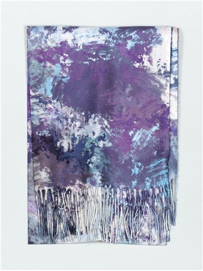 Printed scarf with fringing morado