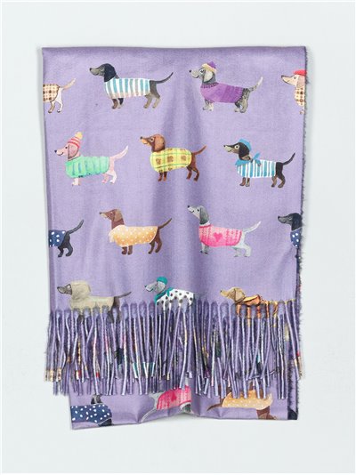 Dogs scarf with fringing lila