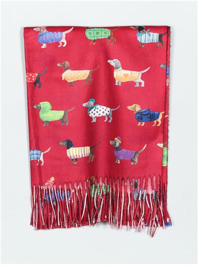 Dogs scarf with fringing rojo