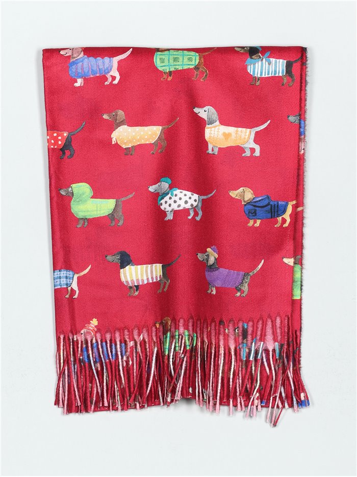 Dogs scarf with fringing rojo